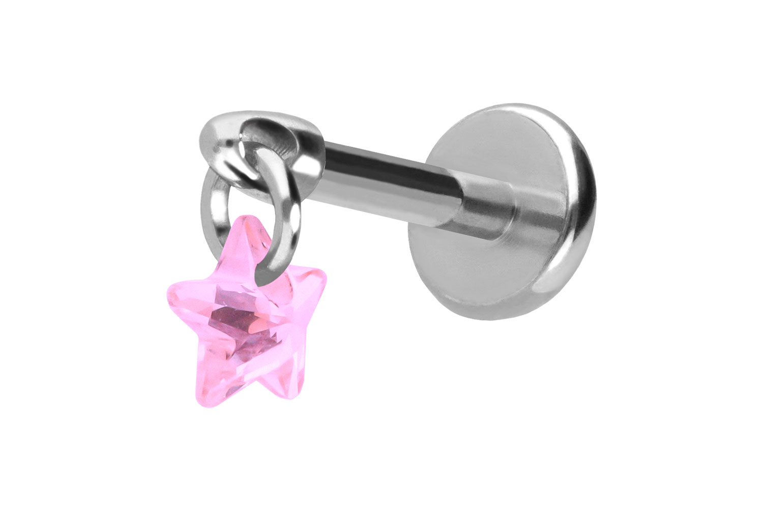 Titan Labret Piercing mit Push Fit KRISTALLSTERN